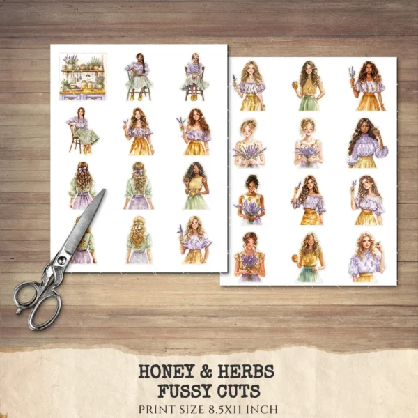 Honey and Herbs Clipart Set – Lavender Herb Illustrations, Honey Pot Graphics, Rustic Recipe, Rosemary PNG Clipart, Digital download