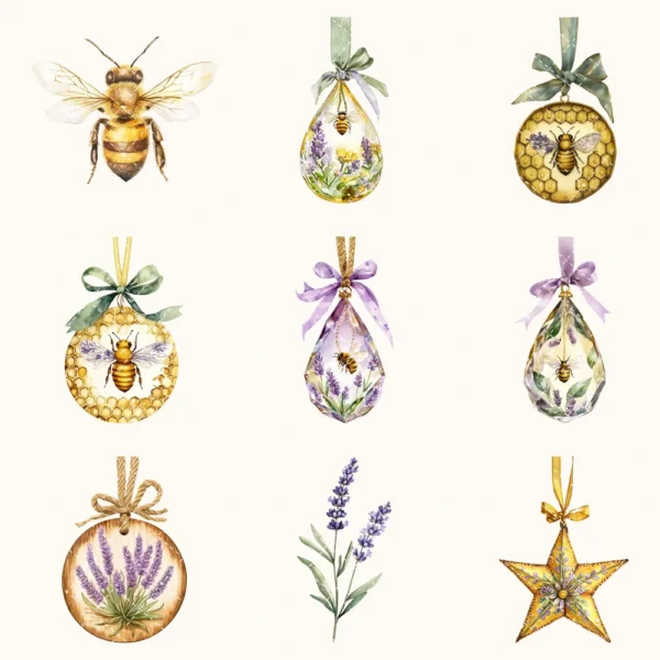 Honey and Herbs Floral Arrangements, Lavender Floral PNG, Lavender Bouquet, Herbal Floral Art, Floral Decor, Ornaments, Digital download
