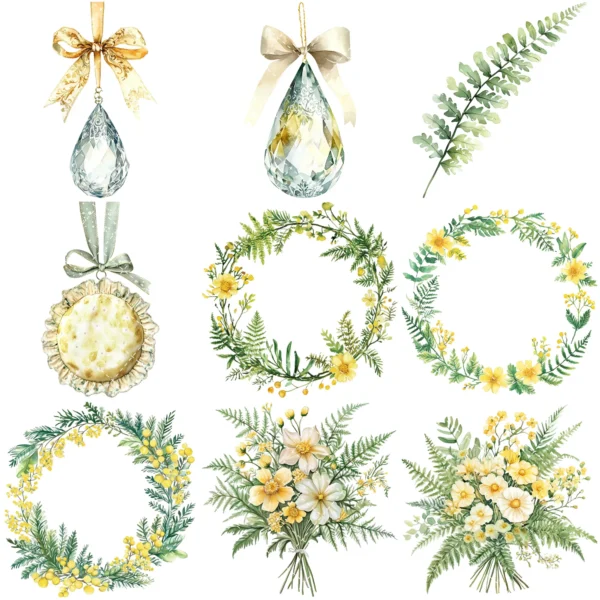 Spring Wanderlust Floral Arrangements, Spring Floral PNG, Wildflowers Bouquet, Meadow Art, Yellow Floral, Decor, Ornaments, Digital Download