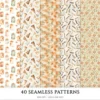 Rusted Plow and Wild Grains Seamless Patterns, Farmhouse JPEG, Harvest Pattern, Spring Grain Repeating Pattern, Digital Scrapbook Paper