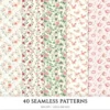 Bloom Wonderland Seamless Patterns, Dreamy Floral JPEG, Rose Pink Pattern, Lantern, Bunny, Spring Repeating Pattern, Digital Scrapbook Paper
