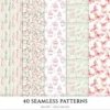 Swan Ballet Seamless Patterns, Pink Ballet JPEG, Peony Floral Pattern, Tutu, Polka, Pink Bow Repeating Pattern, Digital Scrapbook Paper
