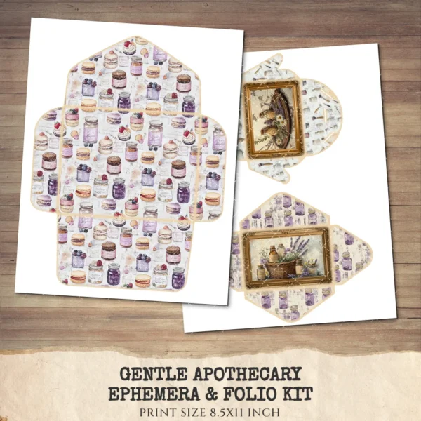 Gentle Apothecary Ephemera & Folio Kit – Vintage Herb Jars, Botanical Printables, Lavender, Chamomile, Herbal Tags, Kits, Digital Download