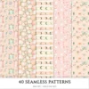 Ostara Spirit Seamless Patterns, Pagan Equinox JPEG, Tulips Pattern, Egg, Rabbit, Florals, Herbs Repeating Pattern, Digital Scrapbook Paper