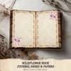 Wildflower Nook Junk Journal Pages & Papers – Books and Candles, Cozy Reading Printable, Wildflower Scrapbook, Lavender, Digital Download