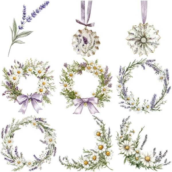Gentle Apothecary Floral Arrangements, Harbal Floral PNG, Lavender Bouquet, Chamomile Art, Rosemary PNG, Decor, Ornaments, Digital Download