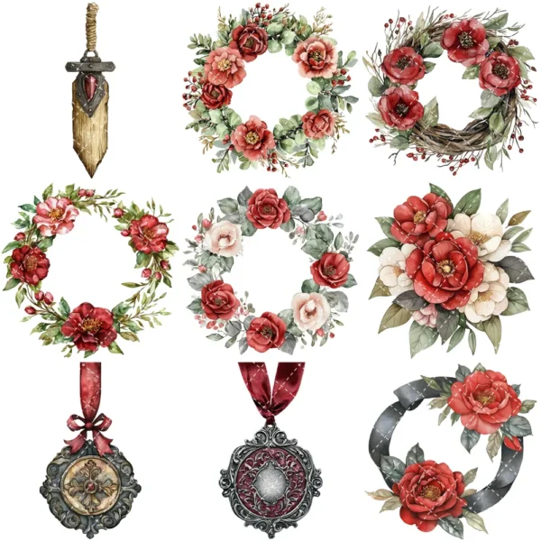 Gothic Veil Spring Floral Arrangements, Haunted Floral PNG, Camellia Bouquet, Dark Art, Dark Spring, Decor, Ornaments, Digital Download