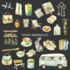 Spring Wanderlust Clipart Set – Countryside PNG Illustrations, Pastel Travel, Springtime Graphics, Bicycle, Wildflowers, Digital Download