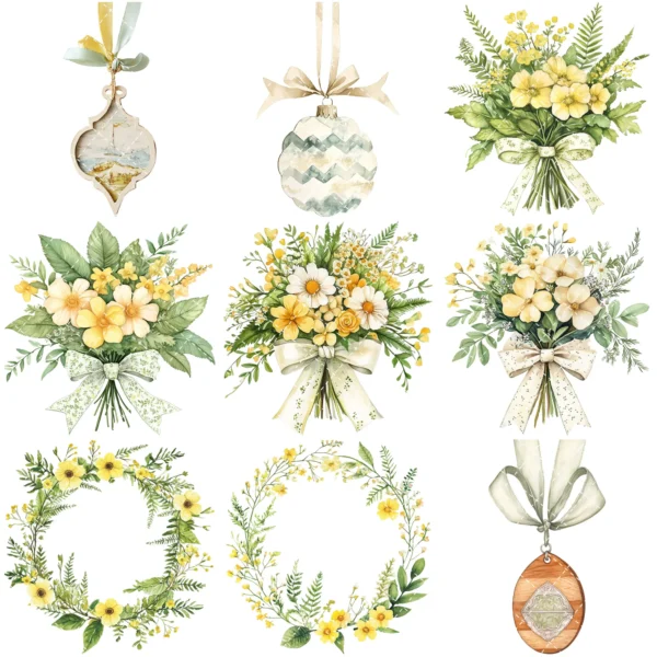 Spring Wanderlust Floral Arrangements, Spring Floral PNG, Wildflowers Bouquet, Meadow Art, Yellow Floral, Decor, Ornaments, Digital Download