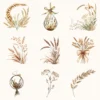 Rusted Plow and Wild Grains Floral Arrangements, Barley Grass PNG, Dried Bouquet, Spring Grain Art, Floral Decor, Ornaments,Digital download