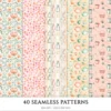 Ostara Spirit Seamless Patterns, Pagan Equinox JPEG, Tulips Pattern, Egg, Rabbit, Florals, Herbs Repeating Pattern, Digital Scrapbook Paper