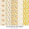 Honey Petal Archive Seamless Patterns, Springtime JPEG, Peony Pattern, Bee, Polka, Honeycomb Repeating Pattern, Digital Scrapbook Paper