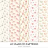 Bloom Wonderland Seamless Patterns, Dreamy Floral JPEG, Rose Pink Pattern, Lantern, Bunny, Spring Repeating Pattern, Digital Scrapbook Paper