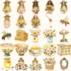 Honey Petal Archive Clipart Set – Vintage Botanical Illustrations, Antique Floral Graphics, Springtime, Spring Peony, Digital download