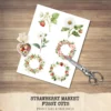 Strawberry Market Floral Arrangements, Spring Fruit PNG, Daisy Bouquet, Strawberry Blossom Art, Floral Decor, Ornaments, Digital download