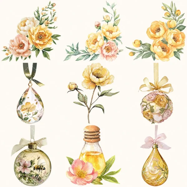 Honey Petal Archive Floral Arrangements, Peony Floral PNG, Yellow Peony Bouquet, Spring Flower Art, Floral Decor, Ornaments,Digital download