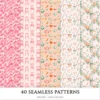 Ostara Spirit Seamless Patterns, Pagan Equinox JPEG, Tulips Pattern, Egg, Rabbit, Florals, Herbs Repeating Pattern, Digital Scrapbook Paper