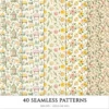 Honey Petal Archive Seamless Patterns, Springtime JPEG, Peony Pattern, Bee, Polka, Honeycomb Repeating Pattern, Digital Scrapbook Paper