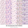 Wildflower Nook Seamless Patterns, Cozy Reading JPEG, Books and Candles Pattern, Reading Nook Repeating Pattern, Digital Scrapbook Paper