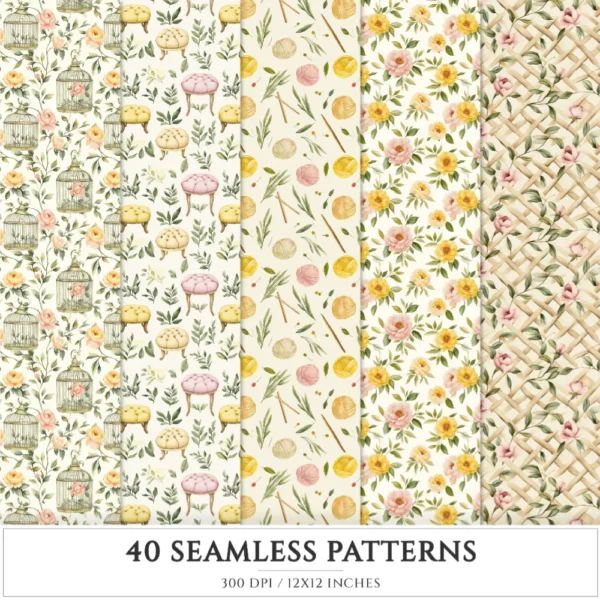 Honey Petal Archive Seamless Patterns, Springtime JPEG, Peony Pattern, Bee, Polka, Honeycomb Repeating Pattern, Digital Scrapbook Paper