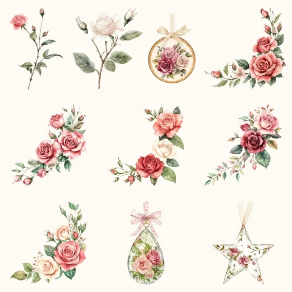 Bloom Wonderland Floral Arrangements, Rose Pink PNG, Rose Bouquet, Dreamy Floral Art, Floral Decor, Floral Ornaments, Digital download