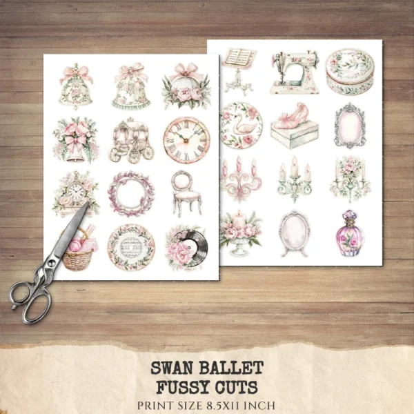 Swan Ballet Clipart Set – Swan Lake Ballerina Illustrations, Pink Ballet Dancer Graphics, Party Designs PNG, Pink Peonies, Digital download