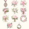 Swan Ballet Floral Arrangements, Peony Floral PNG, Pink Peony Bouquet, Pink Floral Art, Ballet Decor, Antique Ornaments, Digital Download