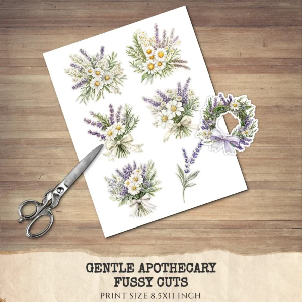 Gentle Apothecary Floral Arrangements, Harbal Floral PNG, Lavender Bouquet, Chamomile Art, Rosemary PNG, Decor, Ornaments, Digital Download