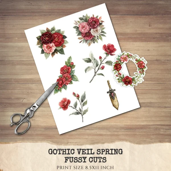 Gothic Veil Spring Floral Arrangements, Haunted Floral PNG, Camellia Bouquet, Dark Art, Dark Spring, Decor, Ornaments, Digital Download