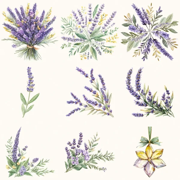 Honey and Herbs Floral Arrangements, Lavender Floral PNG, Lavender Bouquet, Herbal Floral Art, Floral Decor, Ornaments, Digital download