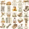 Rusted Plow and Wild Grains Clipart Set – Rustic Farm Illustrations, Masculine Harvest Graphics, Vintage Farmhouse, Harvest,Digital download