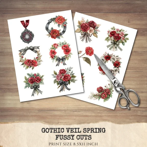 Gothic Veil Spring Floral Arrangements, Haunted Floral PNG, Camellia Bouquet, Dark Art, Dark Spring, Decor, Ornaments, Digital Download