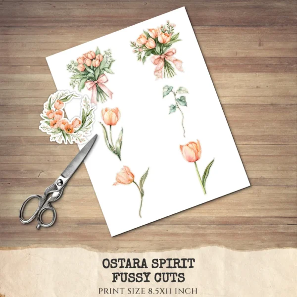 Ostara Spirit Floral Arrangements, Spring Floral PNG, Tulip Bouquet, Tulip Art, Floral Pagan, Decor, Ornaments, Digital Download