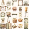 Rusted Plow and Wild Grains Clipart Set – Rustic Farm Illustrations, Masculine Harvest Graphics, Vintage Farmhouse, Harvest,Digital download