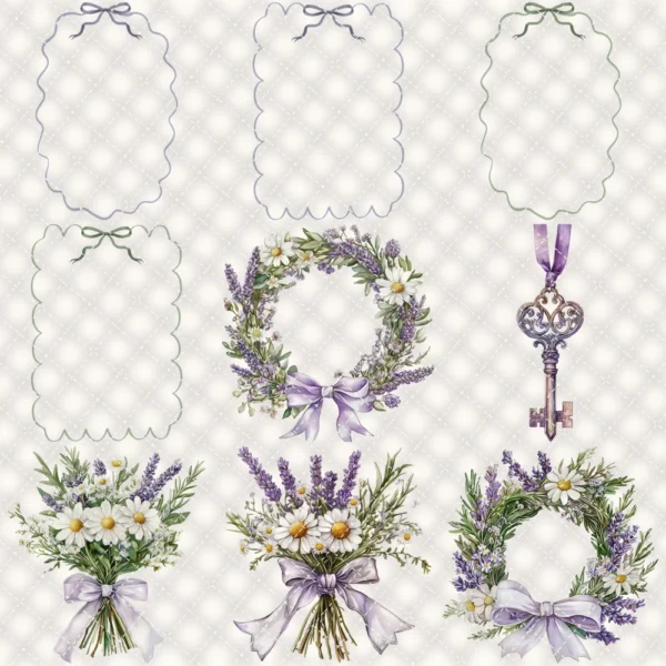 Gentle Apothecary Floral Arrangements, Harbal Floral PNG, Lavender Bouquet, Chamomile Art, Rosemary PNG, Decor, Ornaments, Digital Download