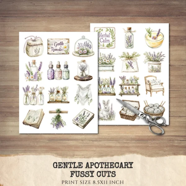 Gentle Apothecary Clipart Set – Vintage Herb Jars PNG Illustrations, Botanical Graphics, Lavender, Chamomile, Rosemary, Digital download