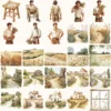 Rusted Plow and Wild Grains Clipart Set – Rustic Farm Illustrations, Masculine Harvest Graphics, Vintage Farmhouse, Harvest,Digital download