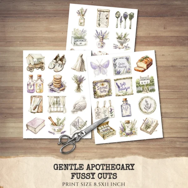 Gentle Apothecary Clipart Set – Vintage Herb Jars PNG Illustrations, Botanical Graphics, Lavender, Chamomile, Rosemary, Digital download