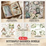Butterfly Gardenia Mega Bundle – Butterfly Garden, Ephemera, Journal, Dreamy Floral PNG Clipart, Seamless Pattern, Digital Download