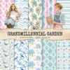 Grandmillennial Garden Seamless Patterns, Blue Floral JPEG, Hydrangeas Pattern, Botanical Repeating Pattern, Digital Scrapbook Paper