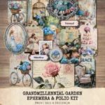 Grandmillennial Garden Ephemera & Folio Kit – Hydrangea Garden, Botanical Printables, Vintage, Blue Floral Tags, Kits, Digital Download