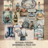 Cottage Fishing Ephemera & Folio Kit – Rustic Fishing, Angler Printables, Vintage, Boots Rods Ponds, Fishing Tags, Kits, Digital Download
