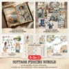 Cottage Fishing Mega Bundle – Rustic Fishing, Boots Rods Pond, Ephemera, Journal, Angler PNG Clipart, Seamless Pattern, Digital Download