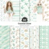 Coastal Glow Seamless Patterns, Summer Floral JPEG, Beach Lanterns Pattern, Seashell Clusters Repeating Pattern, Digital Scrapbook Paper