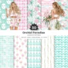 Orchid Paradise Seamless Patterns, Pink Floral JPEG, Summer Resort Pattern, Tropical Spa Wellness Repeating Pattern, Digital Scrapbook Paper