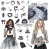 Raven Coquette Clipart Set – Dark Academia PNG Illustrations, Victorian Lace Graphics, Elegant Gothic, Moody Florals, Digital Download