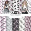 Raven Coquette Seamless Patterns, Moody Florals JPEG, Vintage Gothic Pattern, Victorian lace Repeating Pattern, Digital Scrapbook Paper