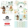 Hawaii Shores Mega Bundle – Tropical Beach PNG Illustrations, Coastal Summer Graphics, Island Houses Surfboards Seashells, Digital Download