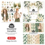Woodland Campfire Mega Bundle – Summer Forest Camping PNG Illustrations, Forest Adventure Graphics, Pine, Summertime, Digital Download