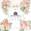 Summer Marina Floral Arrangements, Peony Floral PNG, Peony Bouquet, White Gardenias Art, Nautical Decor, Ornaments, Digital Download